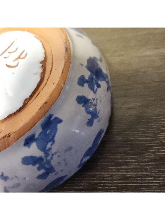 Vintage Bybee Pottery Kentucky Blue Spongeware 5" Bowl Signed KY Folk Art MCM - Picture 7 of 7